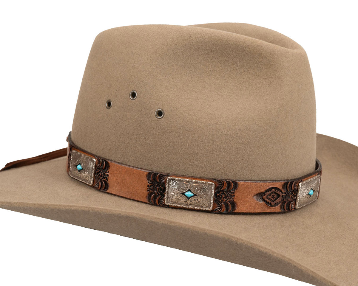 Buffalo Girl, Turquoise Western Hat Band | Rectangular Conchos #1, - ©The Hattery Katoomba