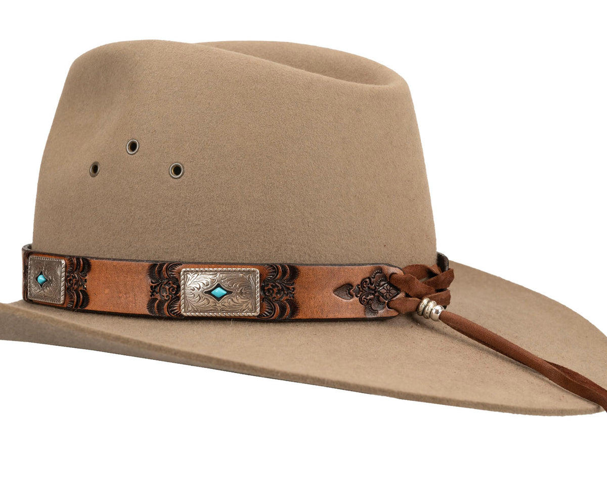 Buffalo Girl, Turquoise Western Hat Band | Rectangular Conchos #1, - ©The Hattery Katoomba