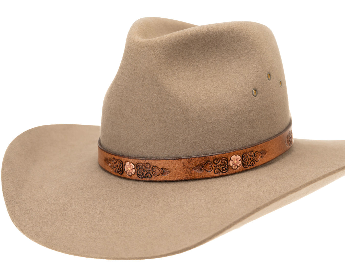 Buffalo Girl, Desert Rose Western Hat Band | Tan Leather, - ©The Hattery Katoomba    