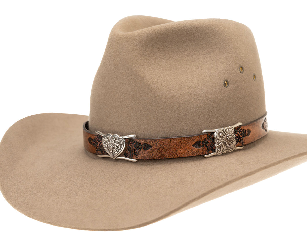 Buffalo Girl, Romantic Western Hat Band | Floral Conchos, - ©The Hattery Katoomba