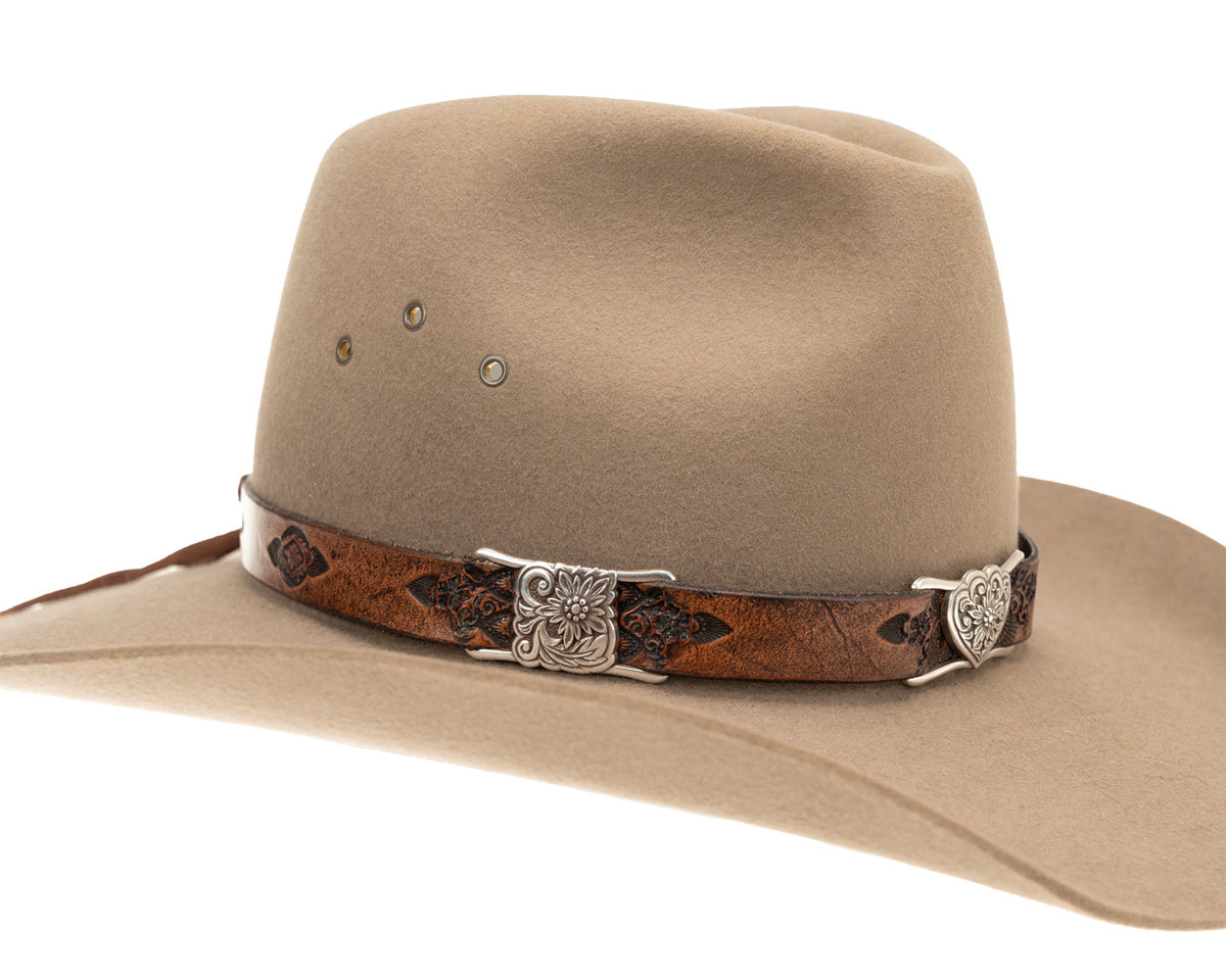 Buffalo Girl, Romantic Western Hat Band | Floral Conchos, - ©The Hattery Katoomba