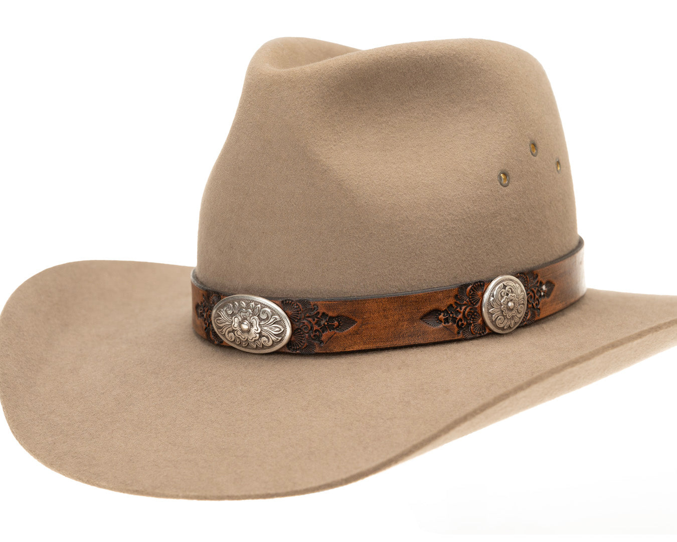 Buffalo Girl, Traditional Western Hat Band | Rounded Conchos, - ©The Hattery Katoomba    