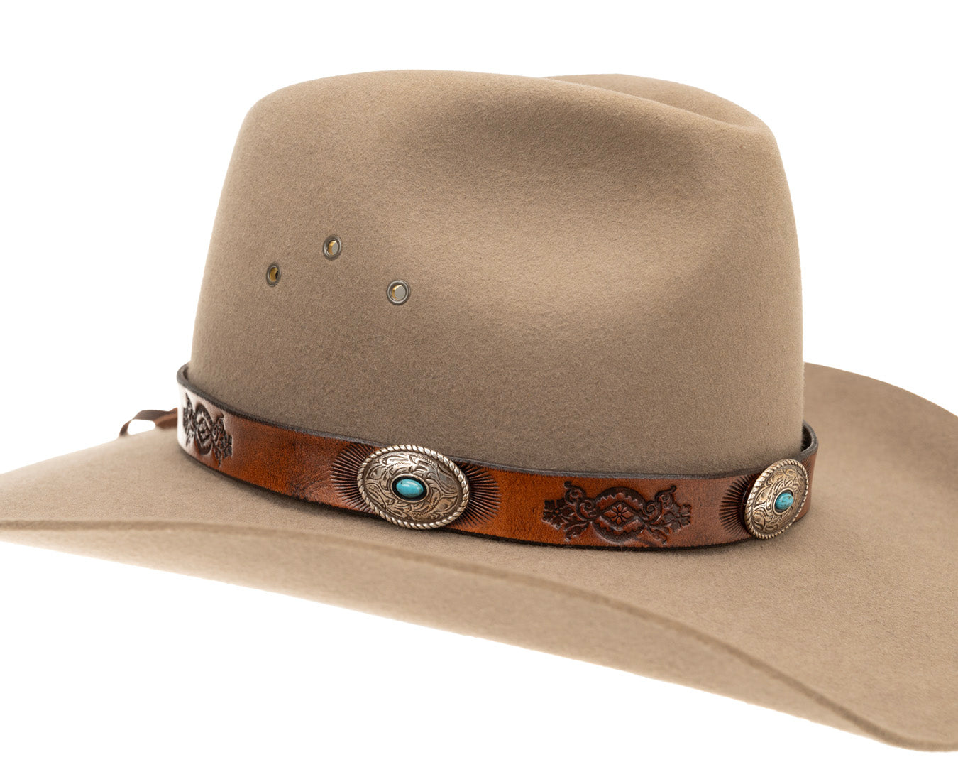Buffalo Girl, Turquoise Western Hat Band | Rounded Conchos, - ©The Hattery Katoomba    