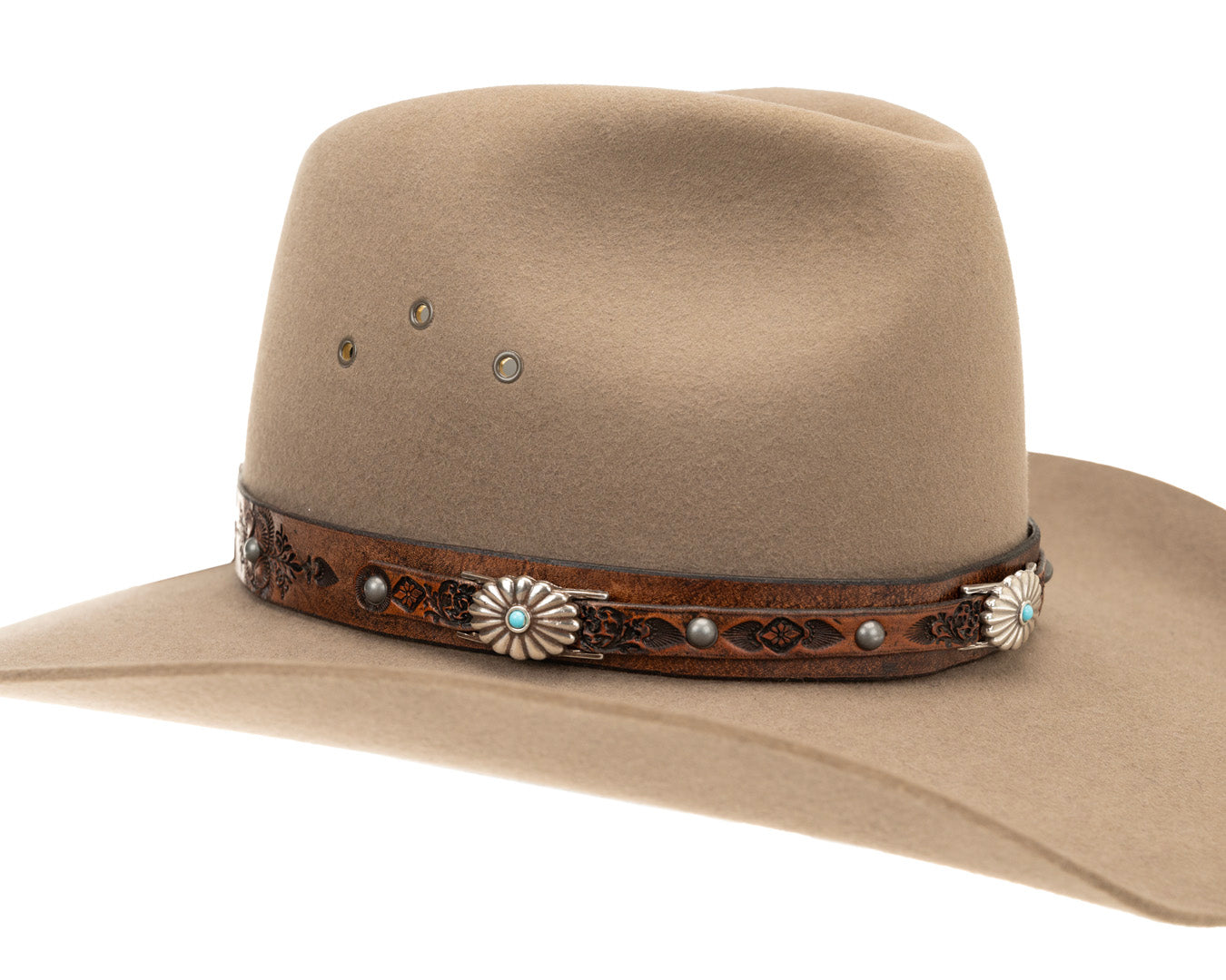 Buffalo Girl, Turquoise Western Hat Band | Floral Conchos, - ©The Hattery Katoomba    