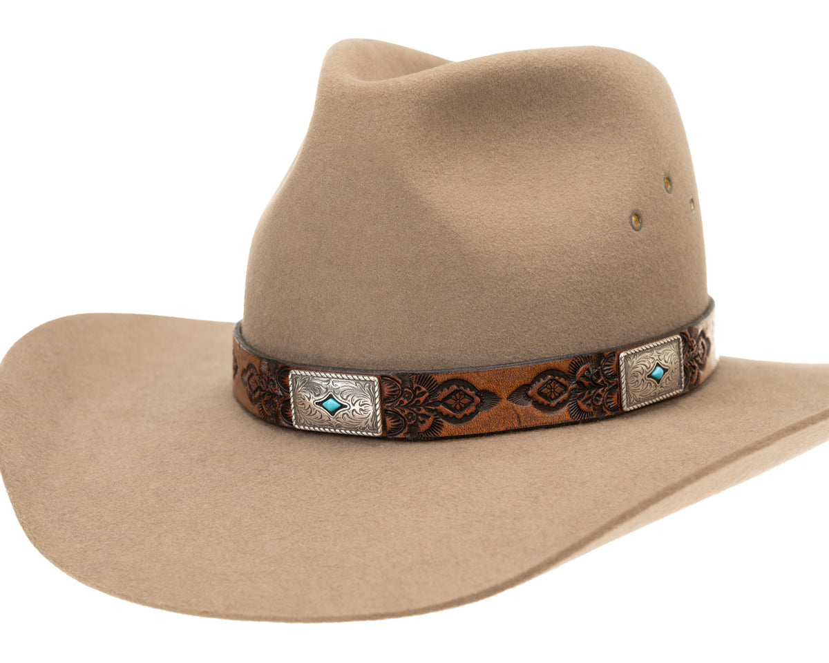 Buffalo Girl, Turquoise Western Hat Band | Rectangular Conchos #2, - ©The Hattery Katoomba