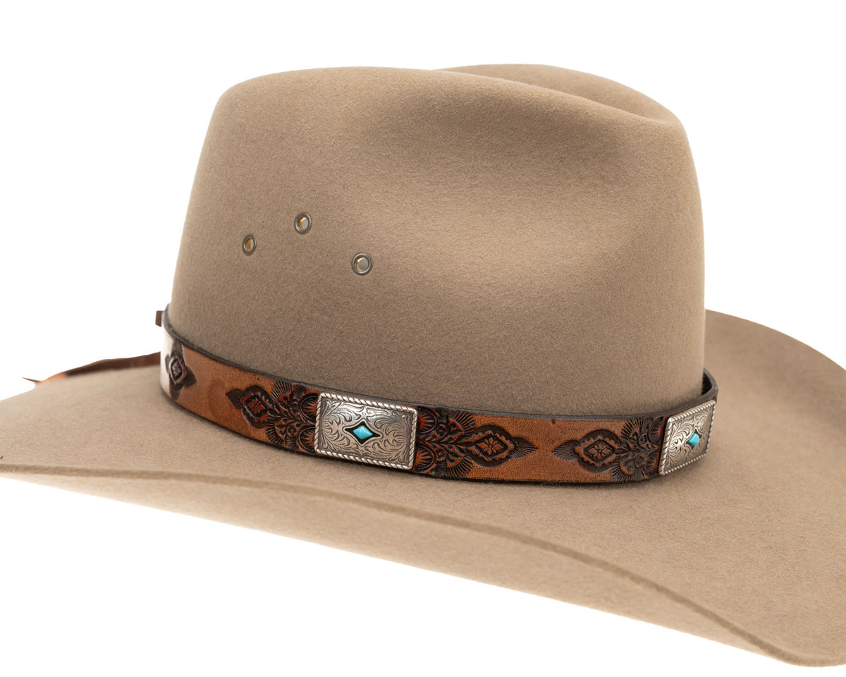 Buffalo Girl, Turquoise Western Hat Band | Rectangular Conchos #2, - ©The Hattery Katoomba