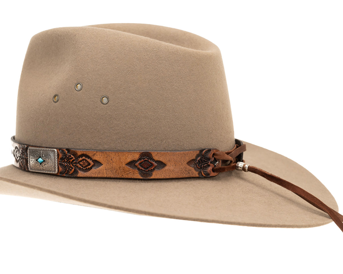 Buffalo Girl, Turquoise Western Hat Band | Rectangular Conchos #2, - ©The Hattery Katoomba