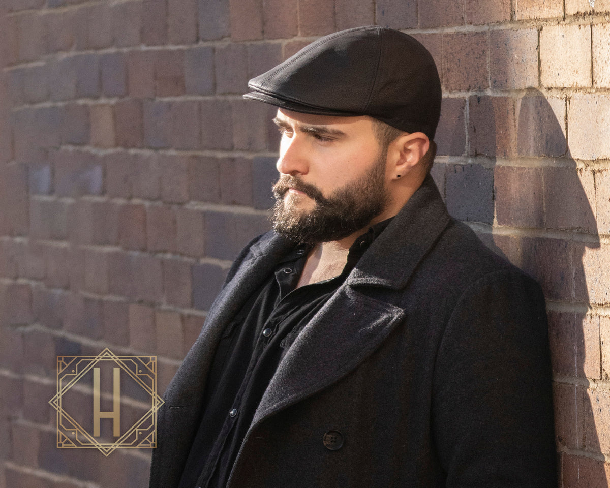 Stanton, Nappa Leather Cap - Black, - ©The Hattery Katoomba