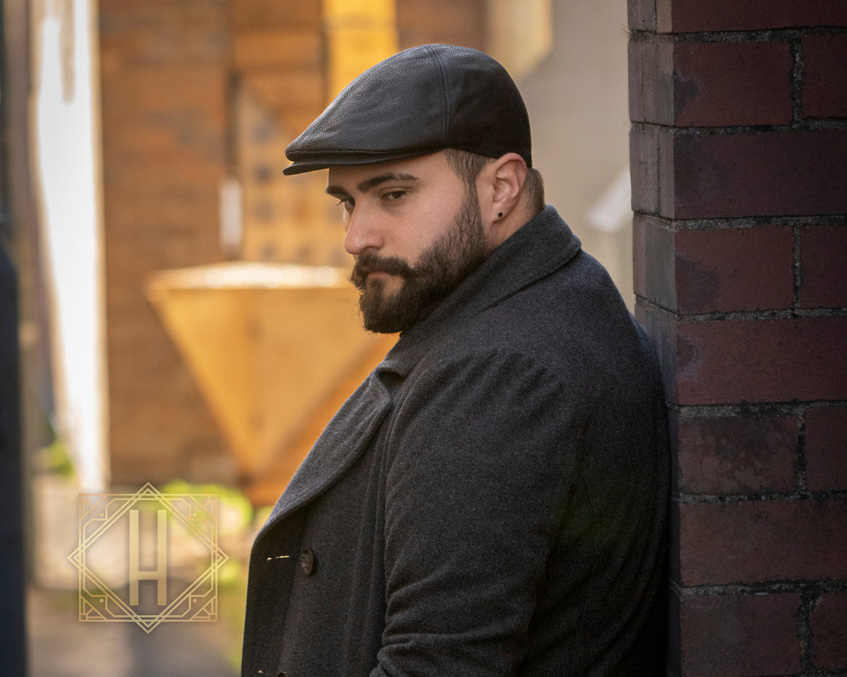 Stanton, Nappa Leather Cap - Black, - ©The Hattery Katoomba