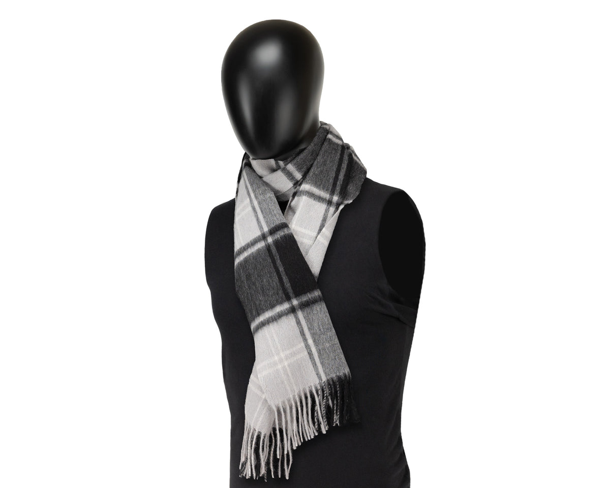 Nicoletta, Black & Grey Check Scarf, - ©The Hattery Katoomba