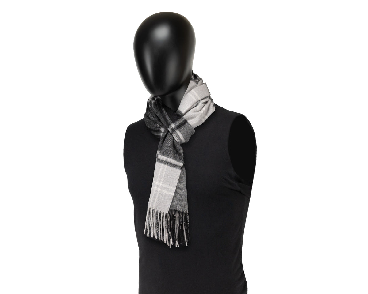 Nicoletta, Black & Grey Check Scarf, - ©The Hattery Katoomba