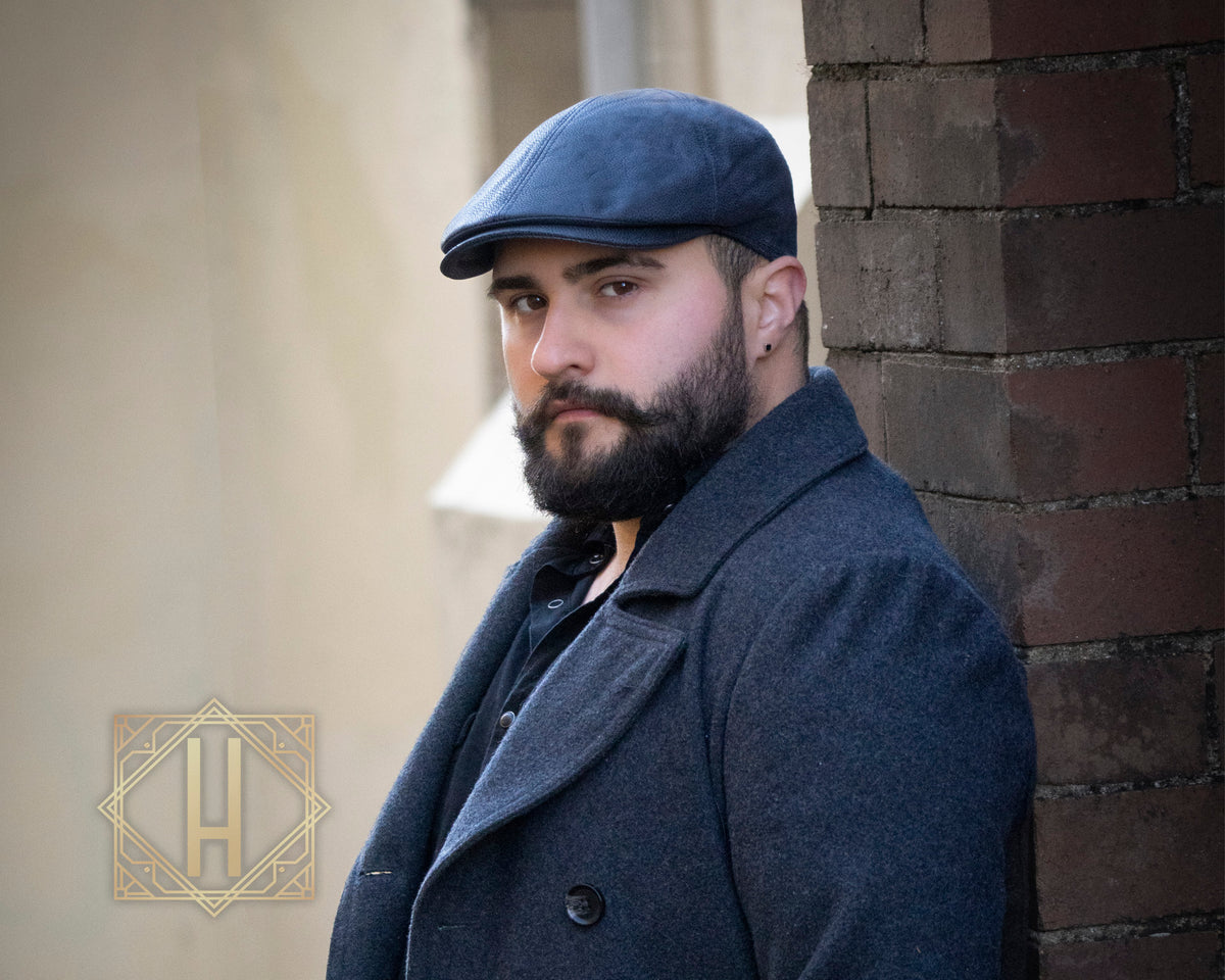 Stanton, Nappa Leather Cap - Navy, - ©The Hattery Katoomba