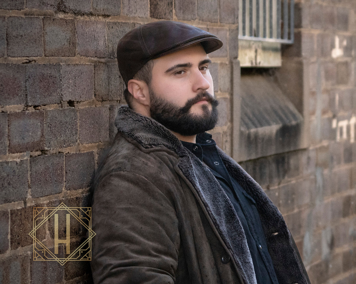 Stanton, Nappa Leather Cap - Brown, - ©The Hattery Katoomba