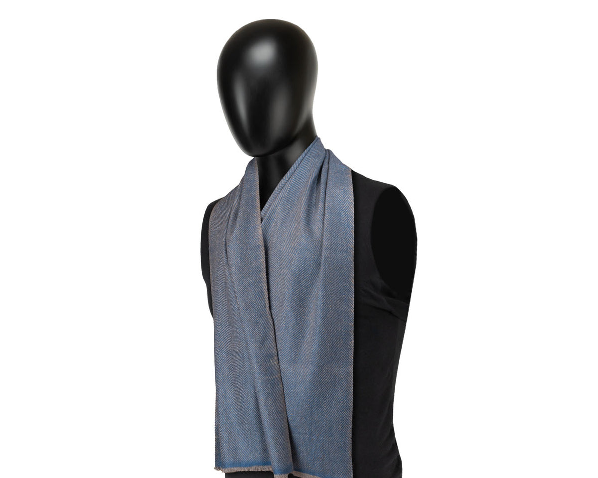 Wentworth Hat Company, Pure Cashmere Scarf | Cerulean Herringbone, - ©The Hattery Katoomba