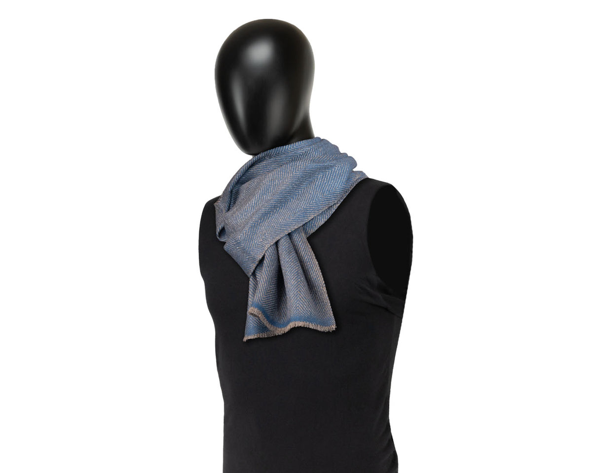 Wentworth Hat Company, Pure Cashmere Scarf | Cerulean Herringbone, - ©The Hattery Katoomba