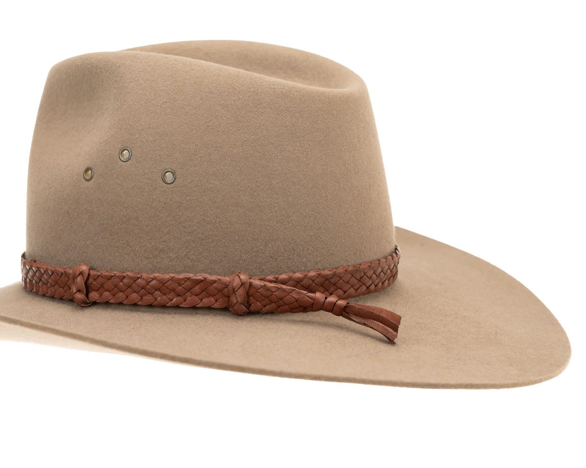 Badgery Belts, Plaited Leather Hat Band | Tan, - ©The Hattery Katoomba    