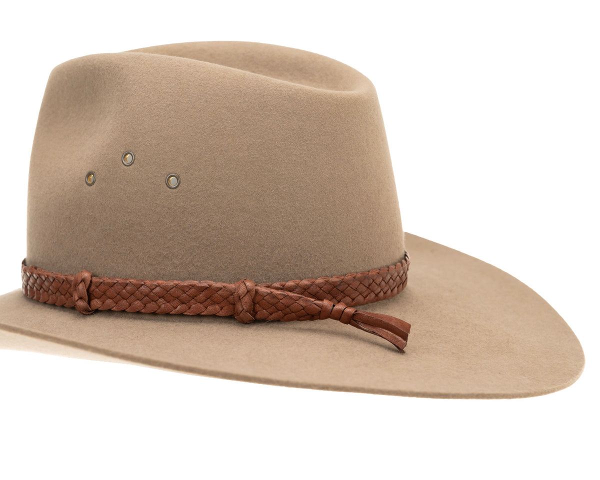 Badgery Belts, Plaited Leather Hat Band | Tan, - ©The Hattery Katoomba