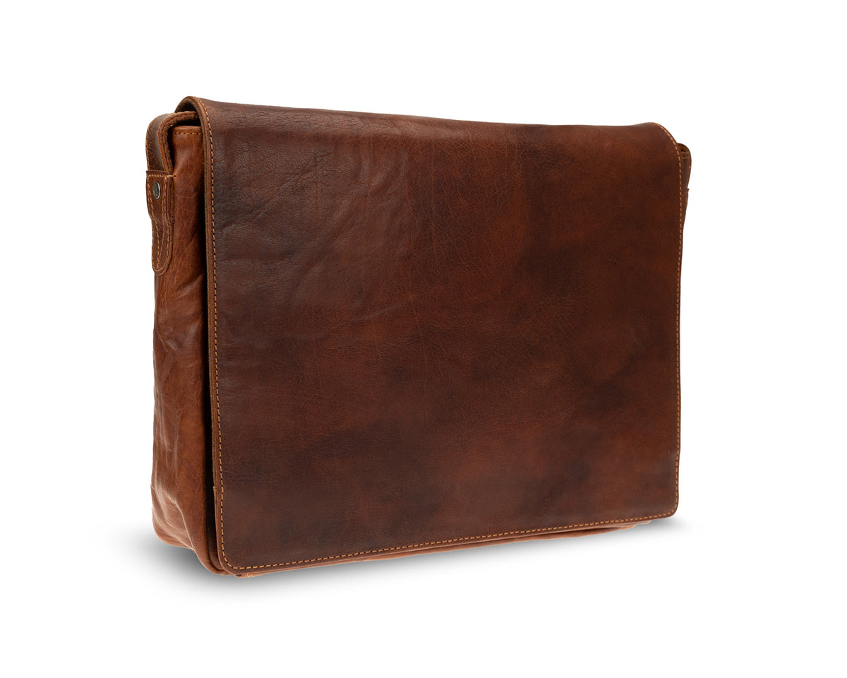 Rugged Hide, Large Satchel Bag | Brandy Leather, - ©The Hattery Katoomba