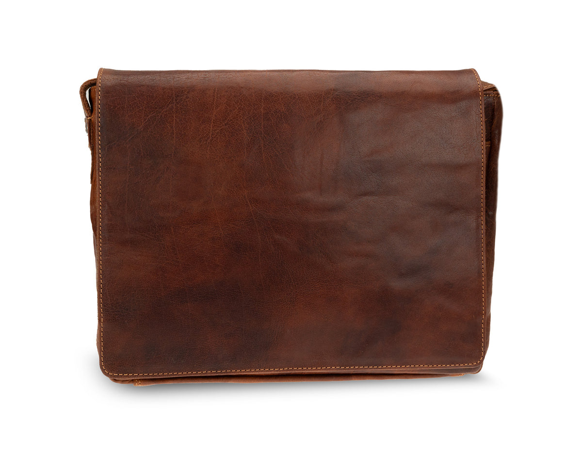 Rugged Hide, Large Satchel Bag | Brandy Leather, - ©The Hattery Katoomba    