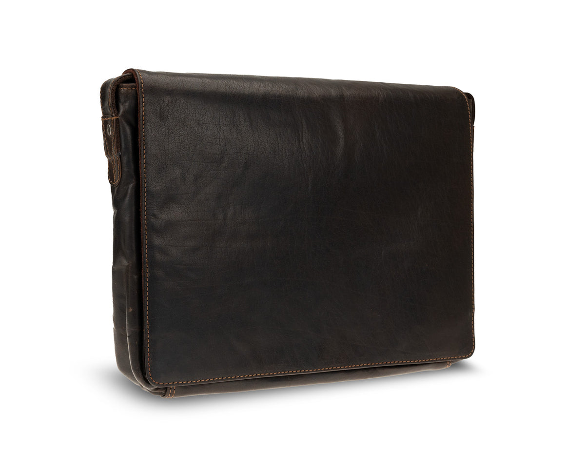 Rugged Hide, Large Satchel Bag | Dark Brown Leather, - ©The Hattery Katoomba
