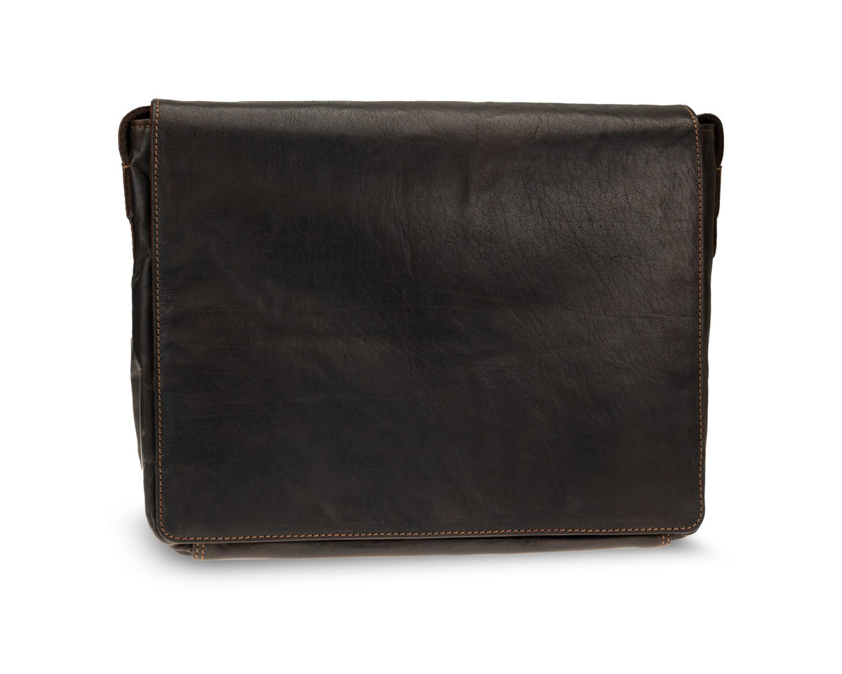 Rugged Hide, Large Satchel Bag | Dark Brown Leather, - ©The Hattery Katoomba