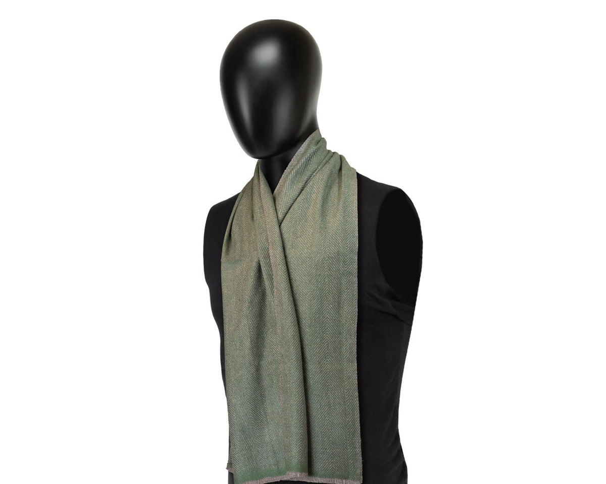 Wentworth Hat Company, Pure Cashmere Scarf | Peridot Herringbone, - ©The Hattery Katoomba