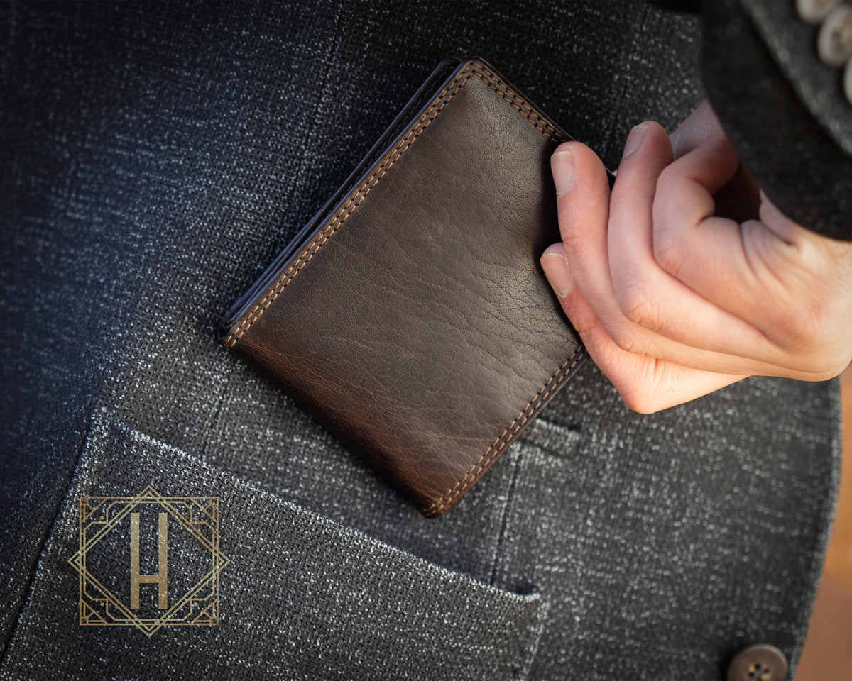 Rugged Hide, Traditional Wallet | Dark Brown Leather, - ©The Hattery Katoomba    