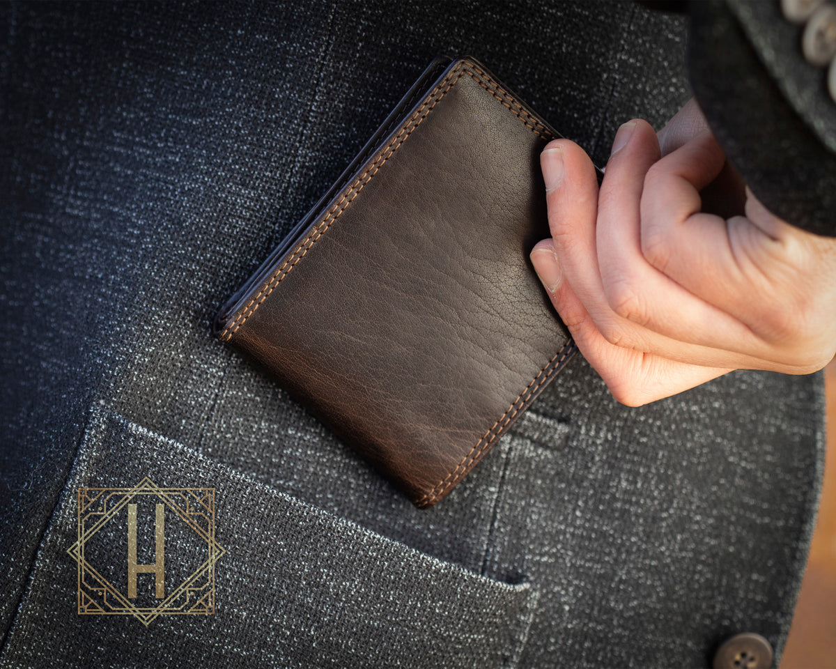 Rugged Hide, Traditional Wallet | Dark Brown Leather, - ©The Hattery Katoomba