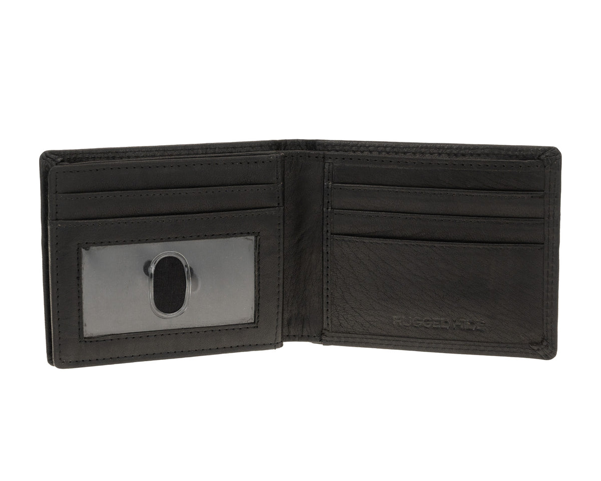 Rugged Hide, Traditional Wallet | Black Leather, - ©The Hattery Katoomba