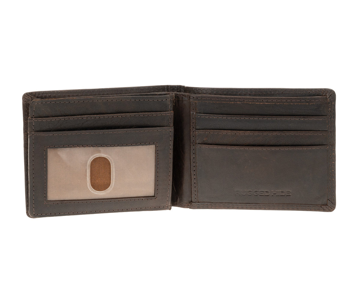 Rugged Hide, Traditional Wallet | Dark Brown Leather, - ©The Hattery Katoomba    