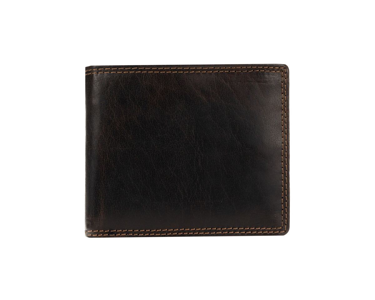 Rugged Hide, Traditional Wallet | Dark Brown Leather, - ©The Hattery Katoomba    