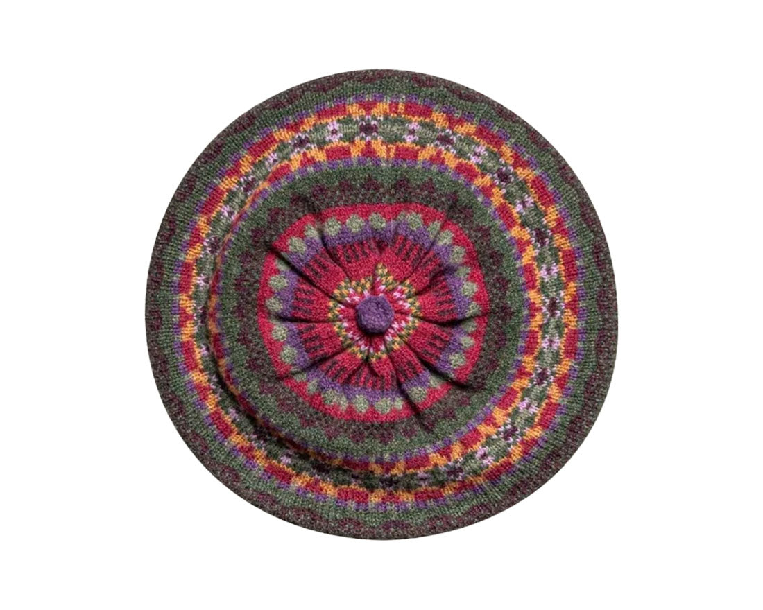 Alloa Beret | Tyrian Thistle Fairisle