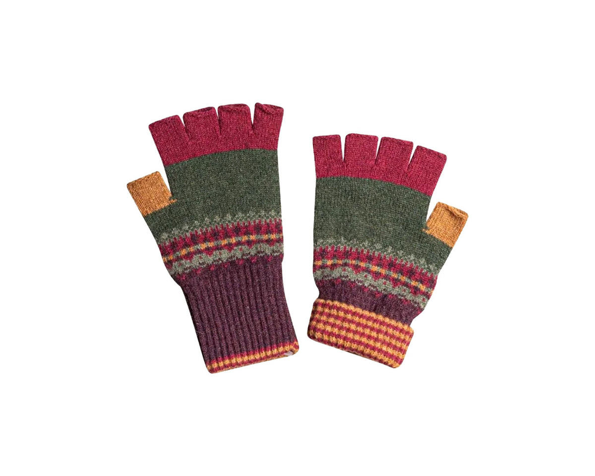 Alloa Fingerless Gloves | Tyrian Thistle Fairisle