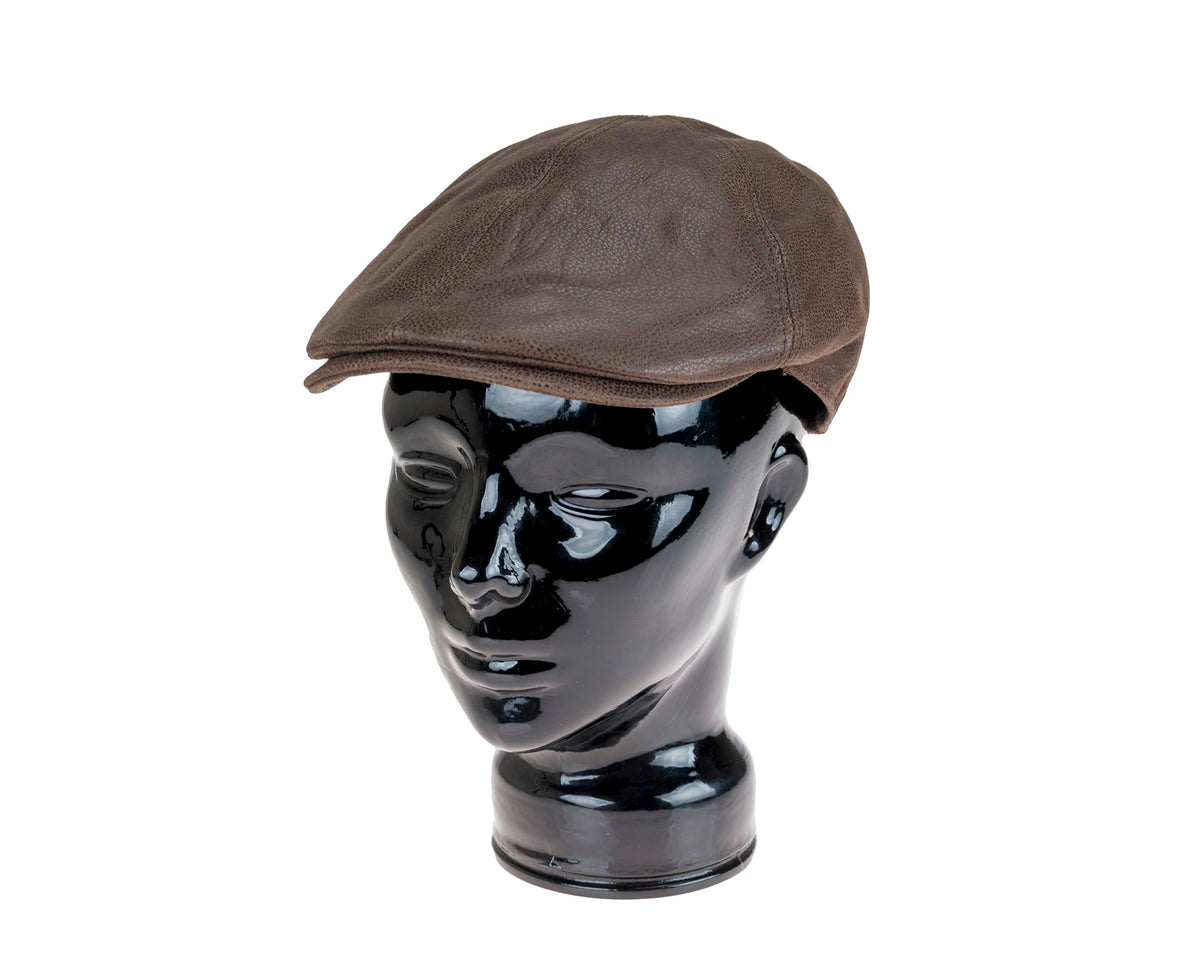 Stanton, Nappa Leather Cap - Brown, - ©The Hattery Katoomba