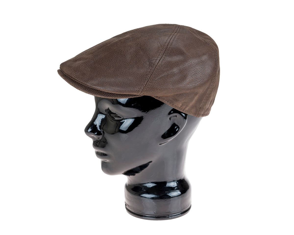 Stanton, Nappa Leather Cap - Brown, - ©The Hattery Katoomba