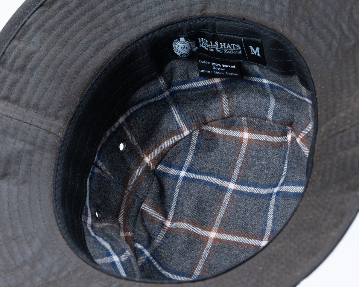 Hills Hats, Waxed Cotton Bucket Hat, - ©The Hattery Katoomba    