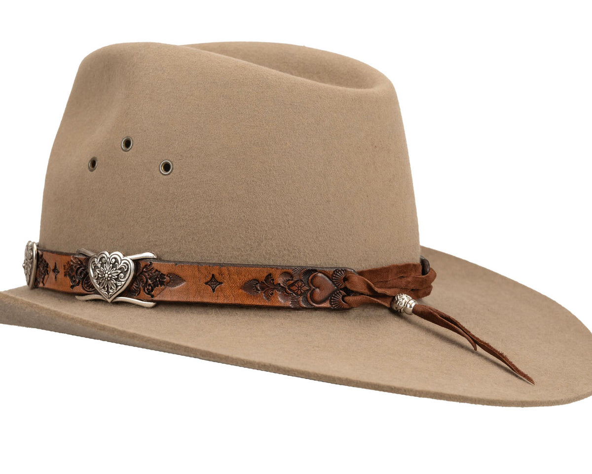 Romantic Western Hat Band | Heart Conchos