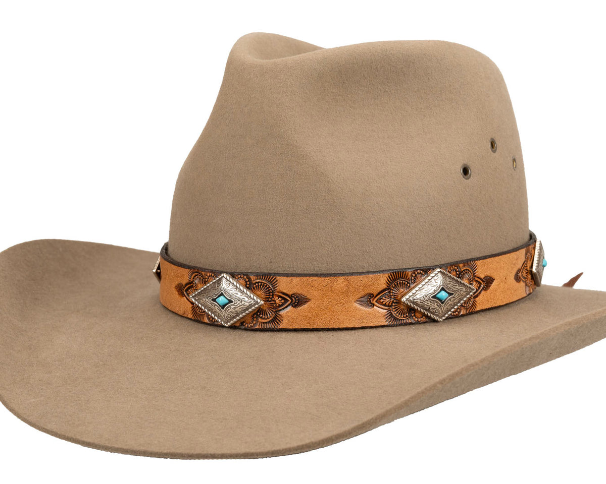 Turquoise Western Hat Band | Diamond Conchos