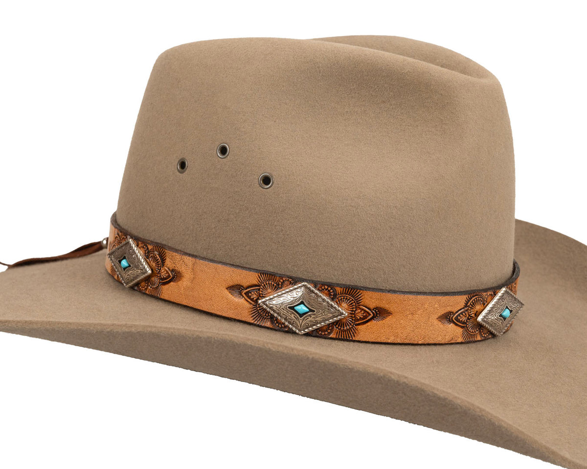 Turquoise Western Hat Band | Diamond Conchos