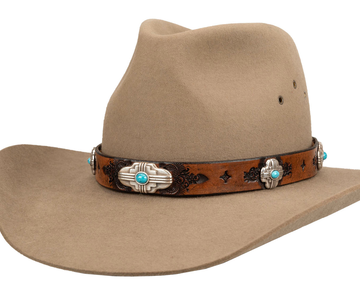 Turquoise Western Hat Band | Four Directions Conchos