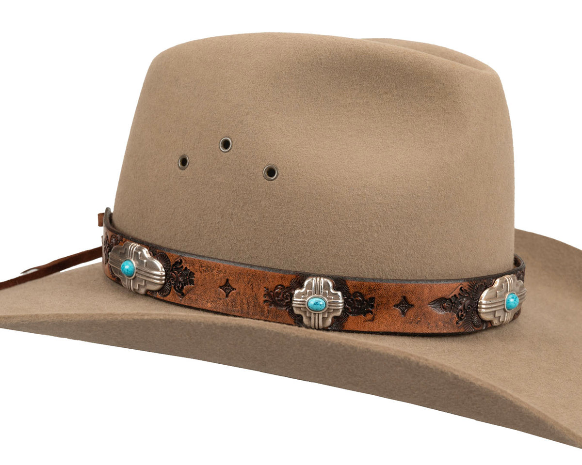 Turquoise Western Hat Band | Four Directions Conchos