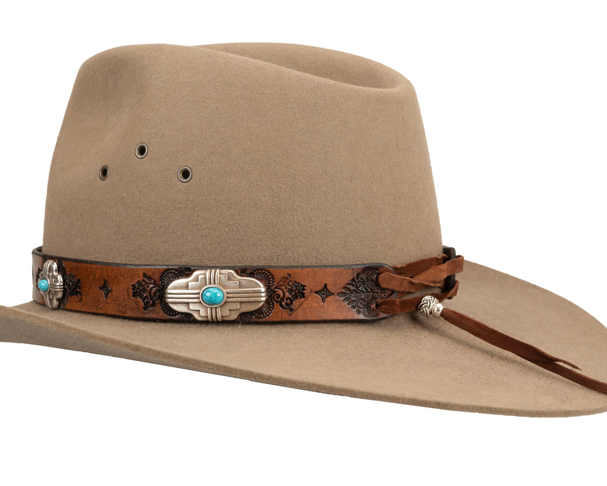 Turquoise Western Hat Band | Four Directions Conchos