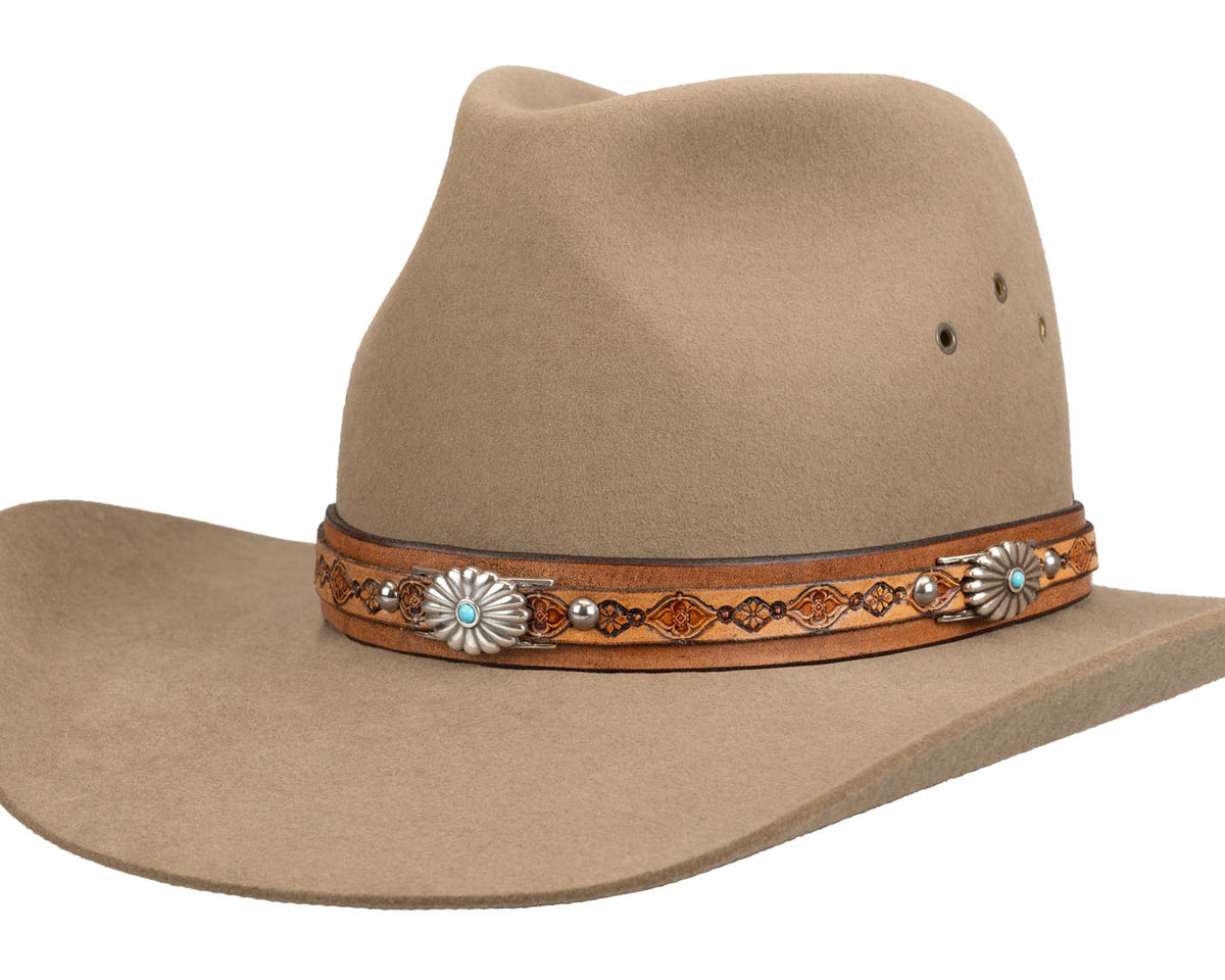 Turquoise Western Hat Band | Floral Conchos #2