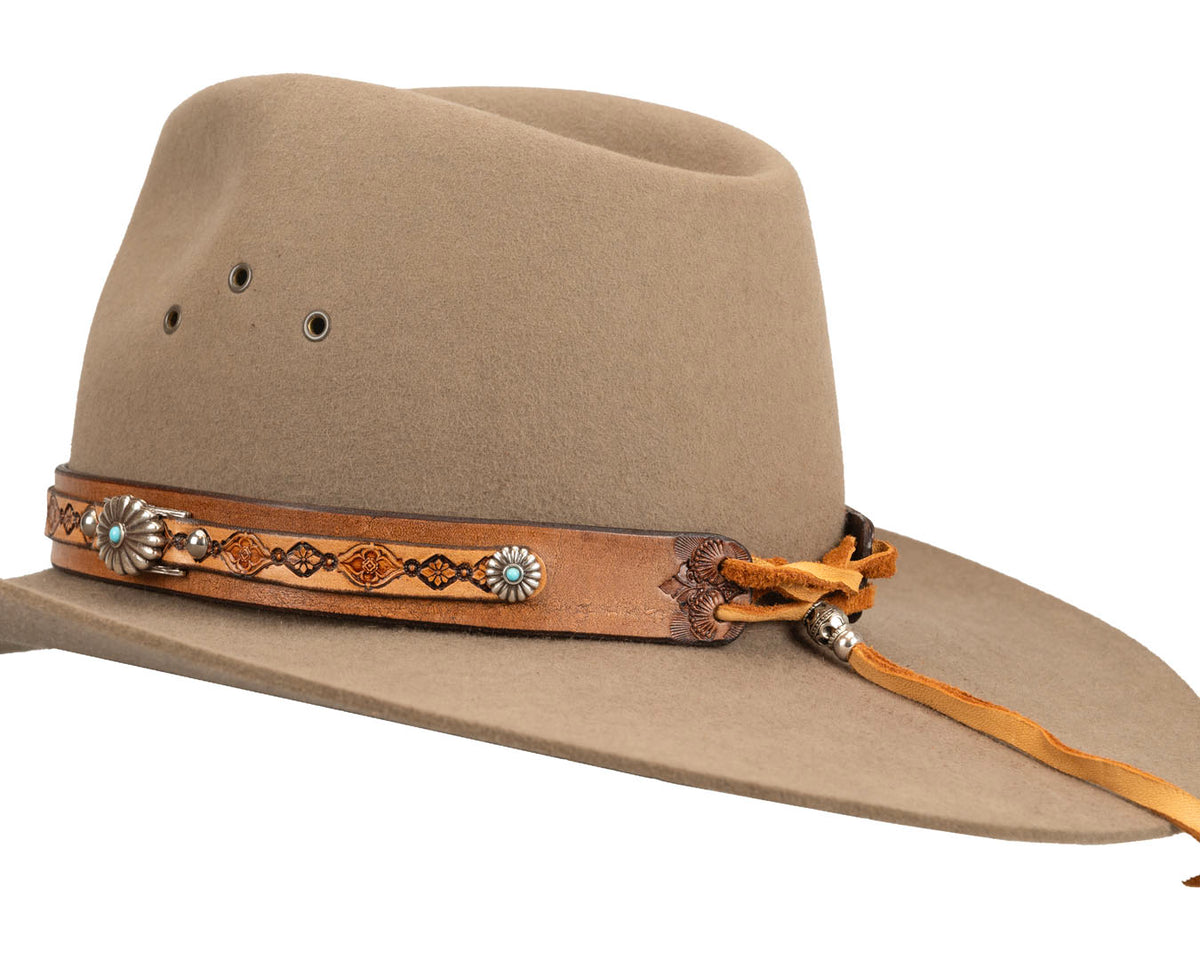 Turquoise Western Hat Band | Floral Conchos #2