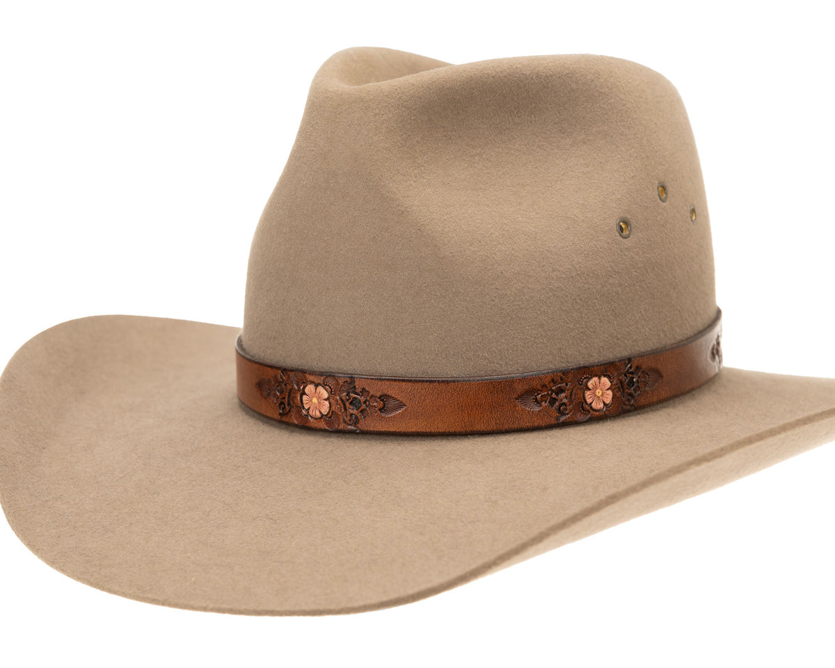 Buffalo Girl, Desert Rose Western Hat Band | Antique Leather, - ©The Hattery Katoomba    