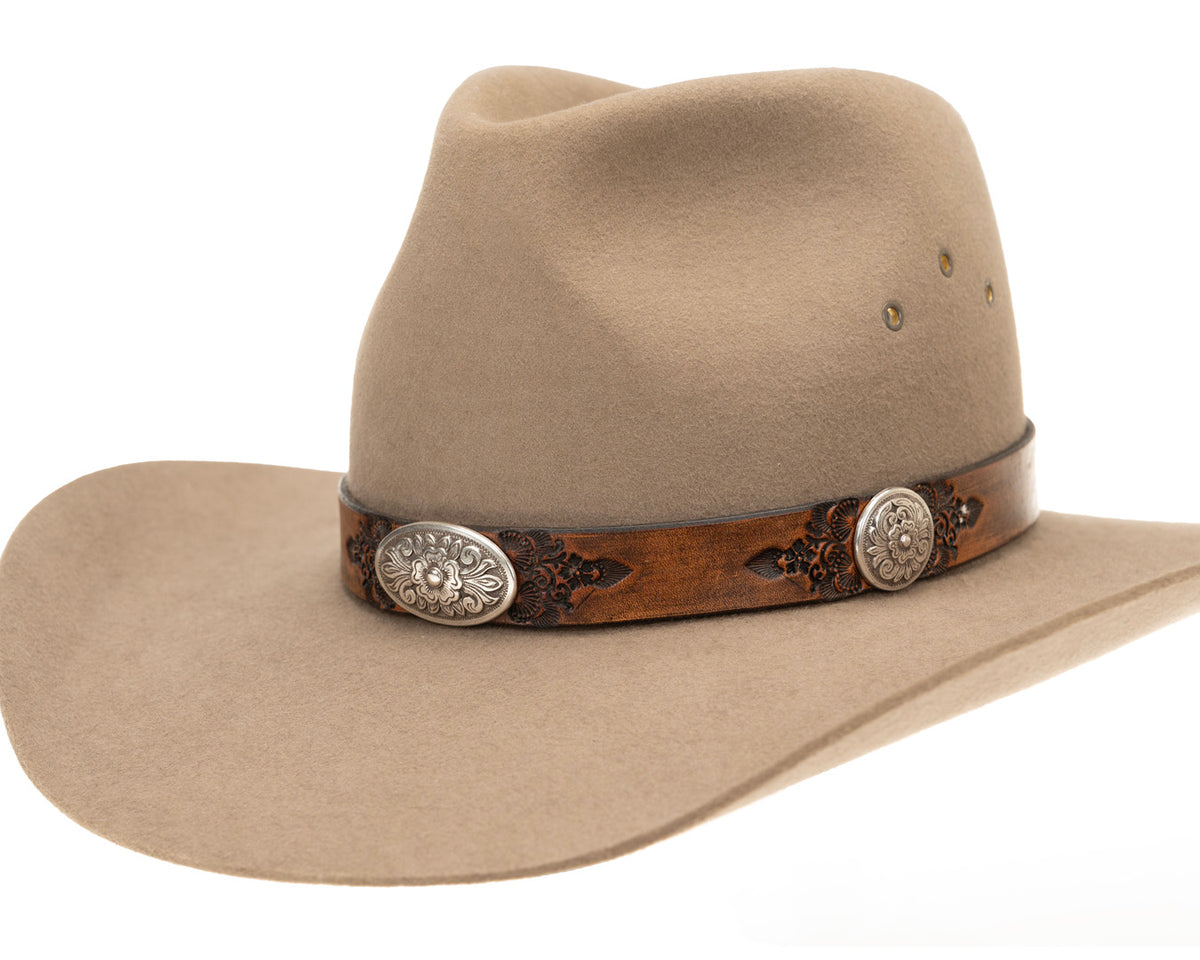 Buffalo Girl, Traditional Western Hat Band | Rounded Conchos, - ©The Hattery Katoomba    