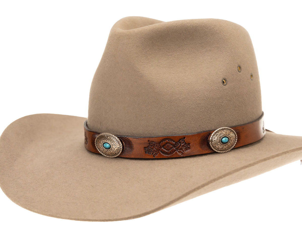 Buffalo Girl, Turquoise Western Hat Band | Rounded Conchos, - ©The Hattery Katoomba    