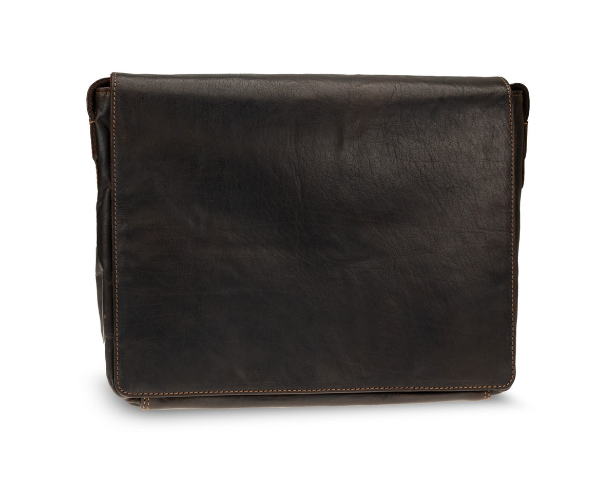 Rugged Hide, Large Satchel Bag | Dark Brown Leather, - ©The Hattery Katoomba    
