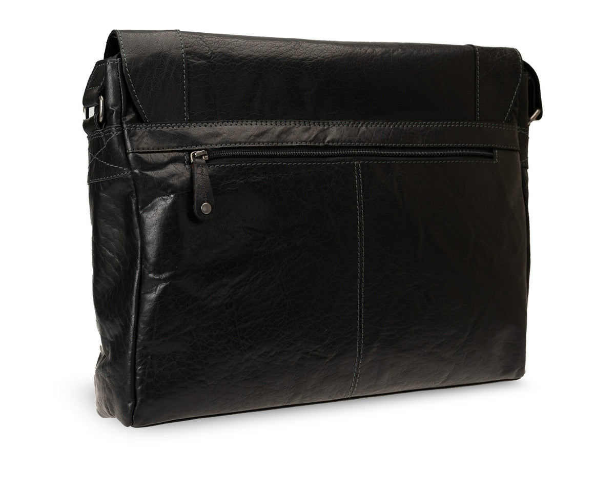 Rugged Hide, Premium Laptop Bag | Black Leather, - ©The Hattery Katoomba    
