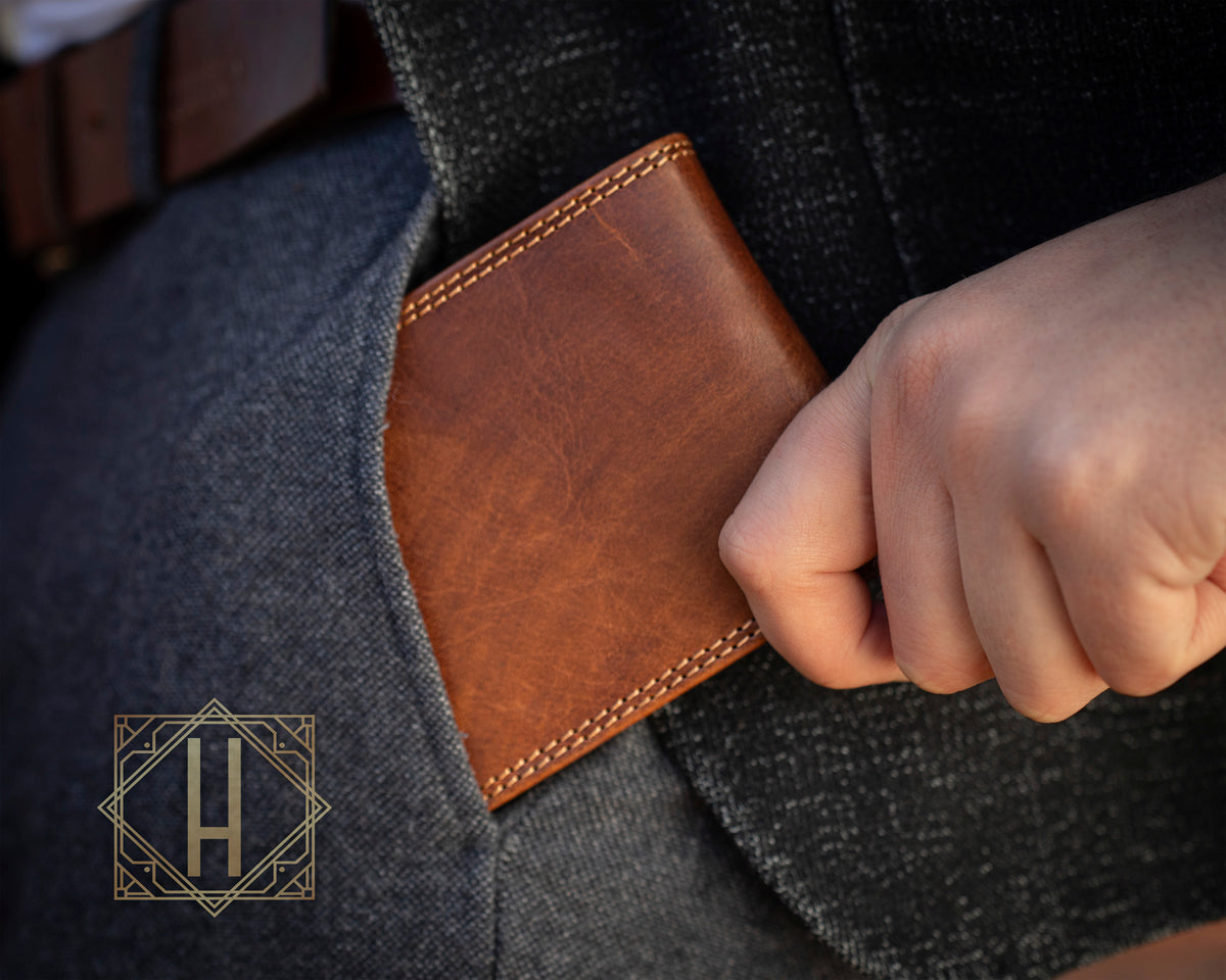 Rugged Hide, Traditional Wallet | Brandy Leather, - ©The Hattery Katoomba    